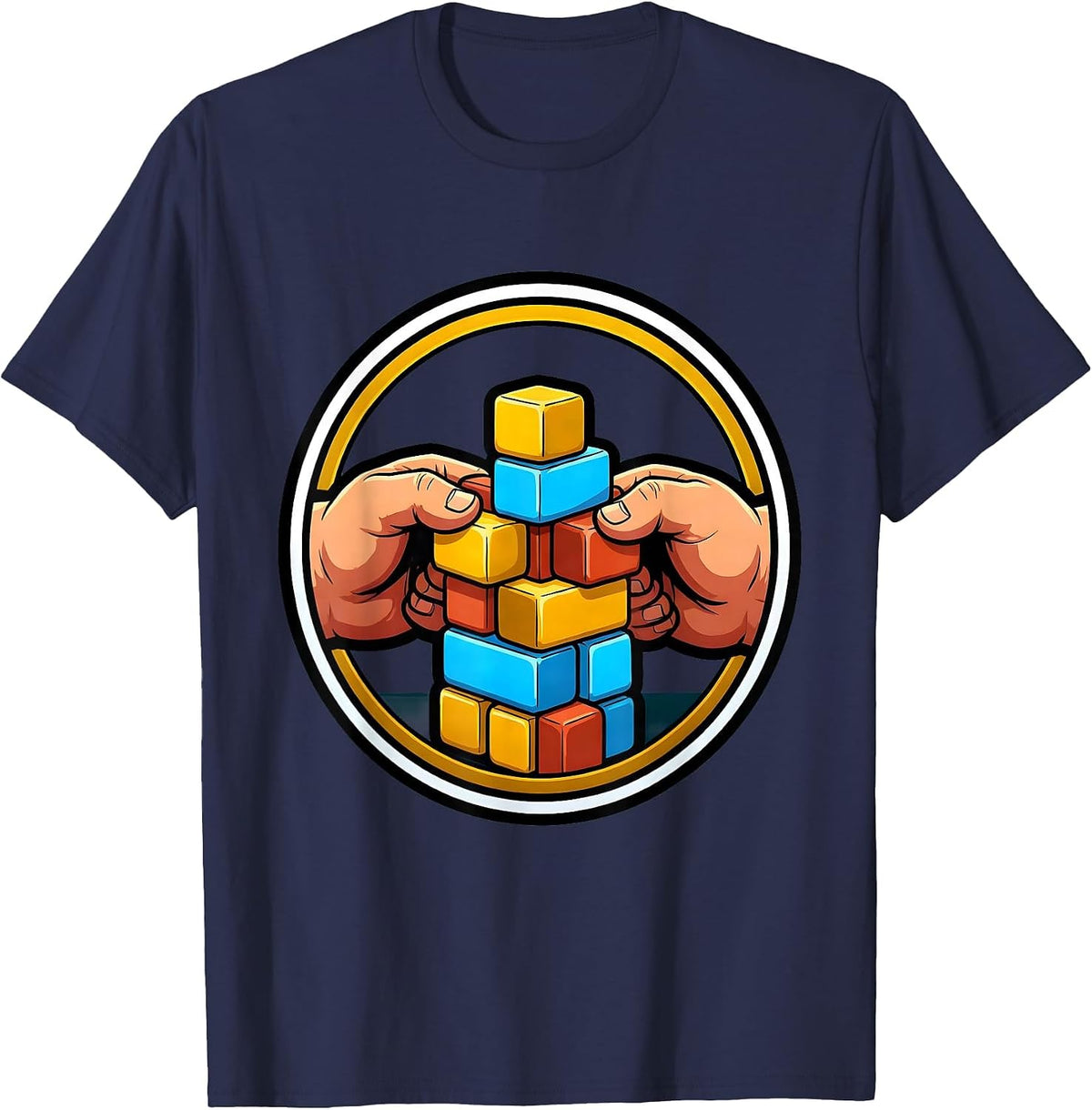 Paraprofessional Hands Building Blocks Together T-Shirt - Navy Blue