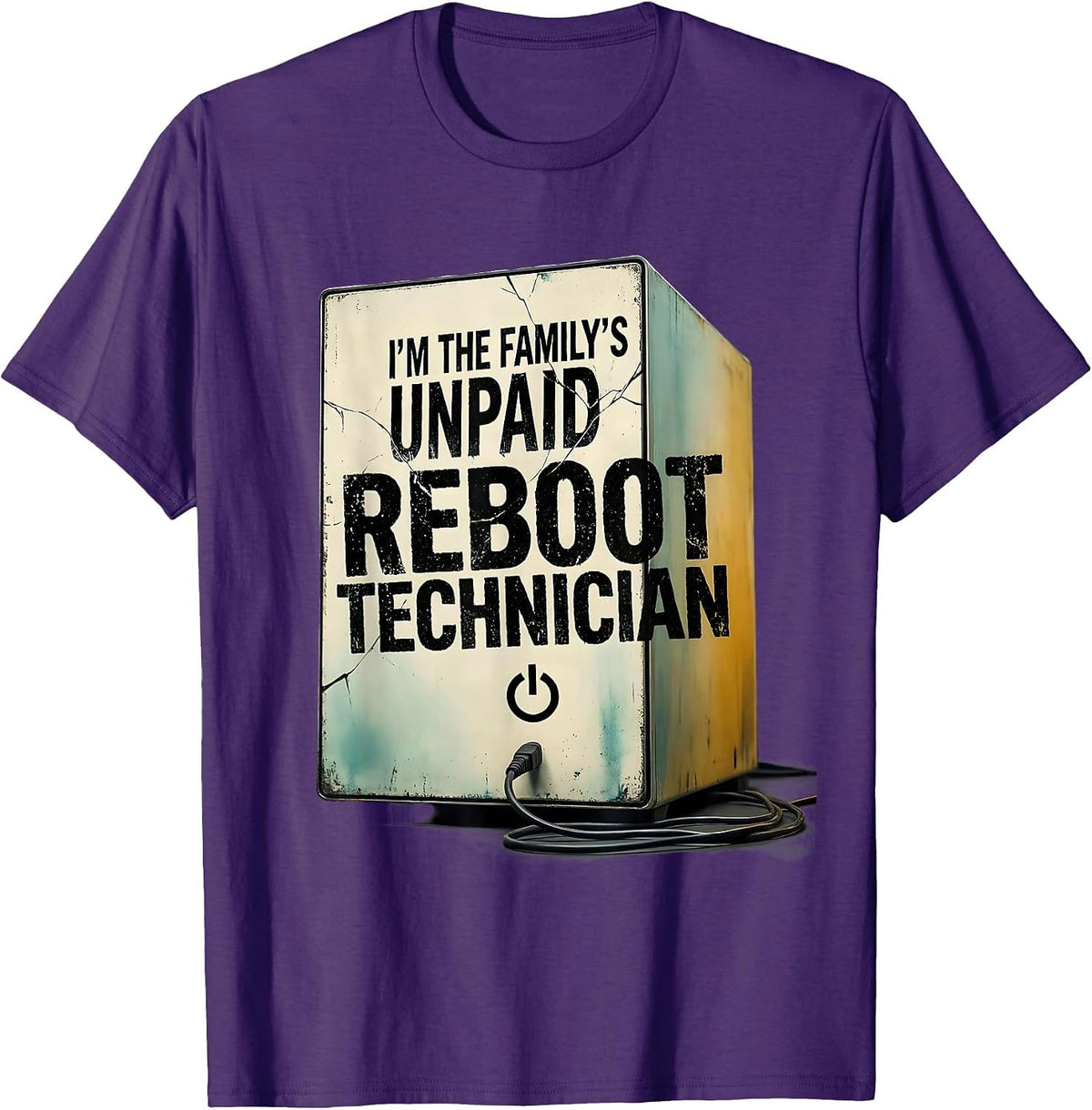 Men's I'm The Family's Unpaid Reboot Technician Funny Tech Support T-Shirt - Purple
