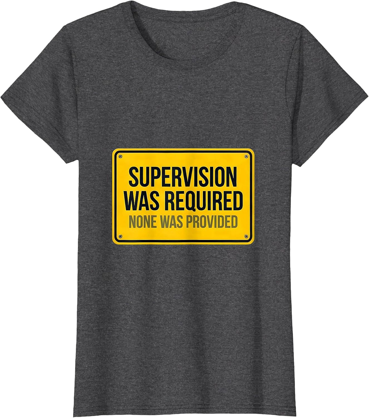 Women's Supervision Was Required. None Was Provided. Funny T-Shirt - Dark Heather Grey