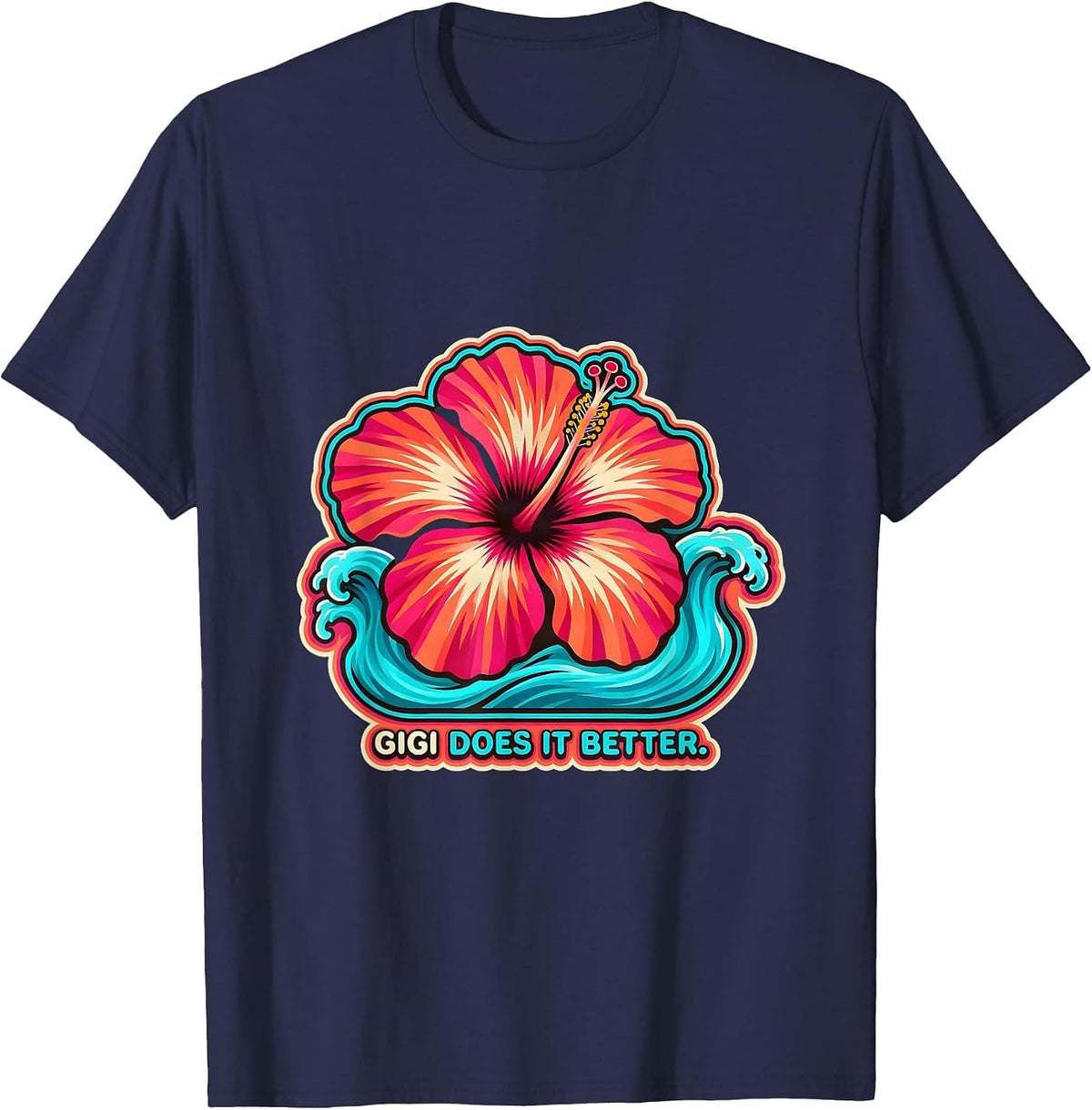Gigi Does It Better Proud Grandma Design T-Shirt - Navy Blue