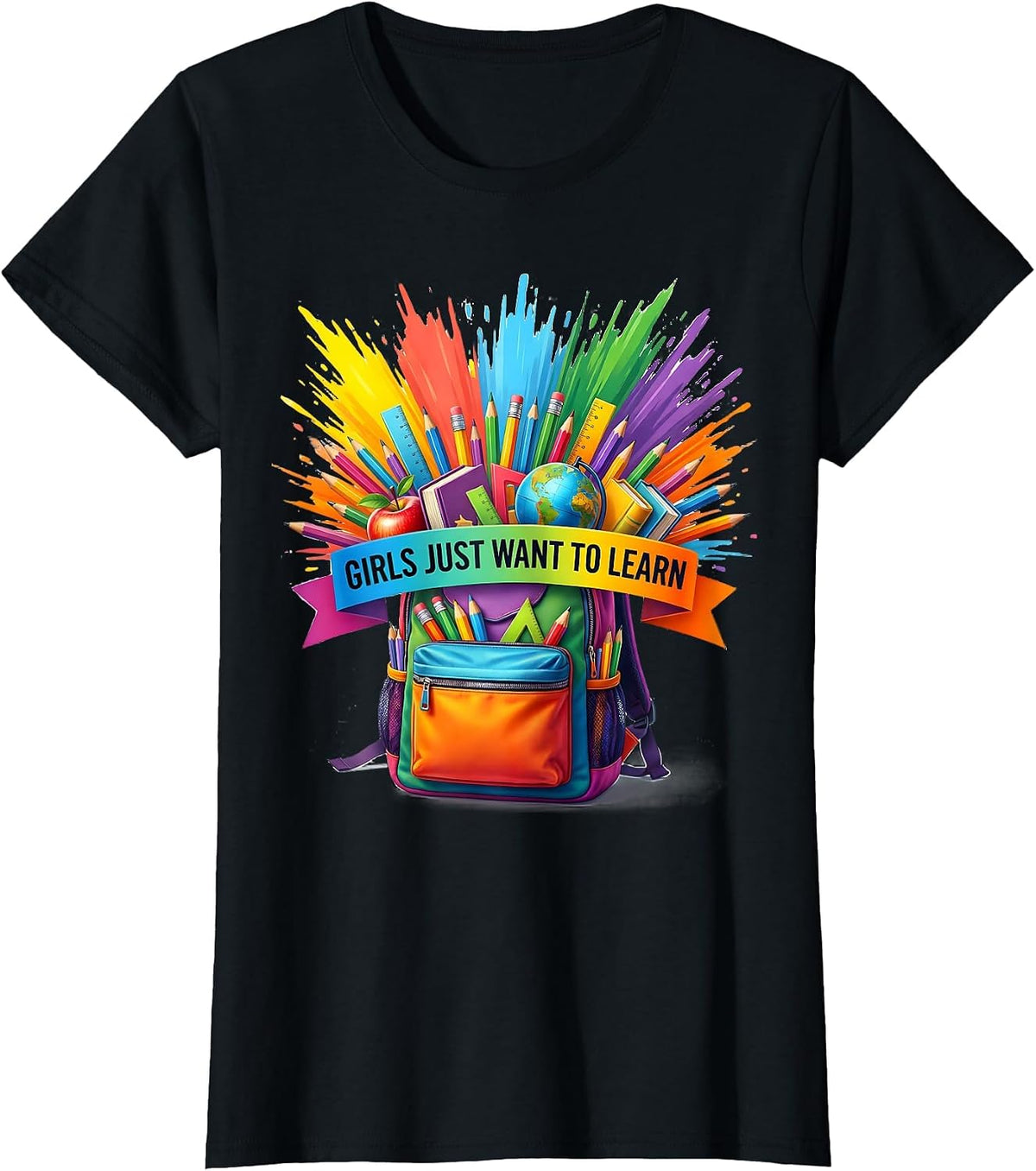 Girls Just Want To Learn Third Grade Design T-Shirt - Black