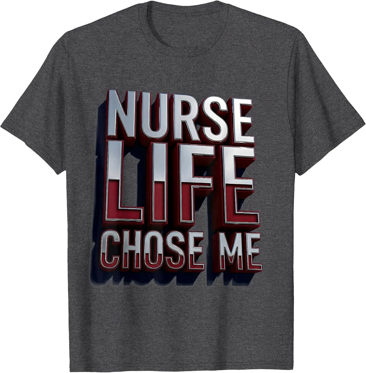 Nurse Life Chose Me School Nurse Design T-Shirt - Dark Heather Grey