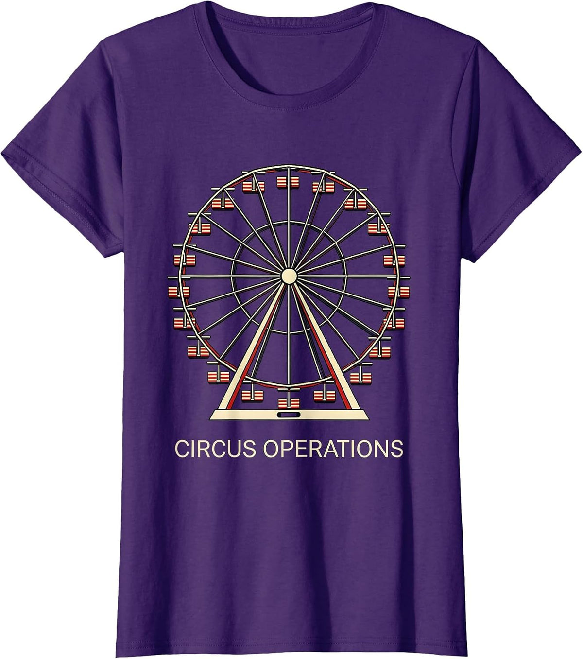 Women's Circus Operations Geometric Ferris Wheel Staff Party Costume T-Shirt - Purple