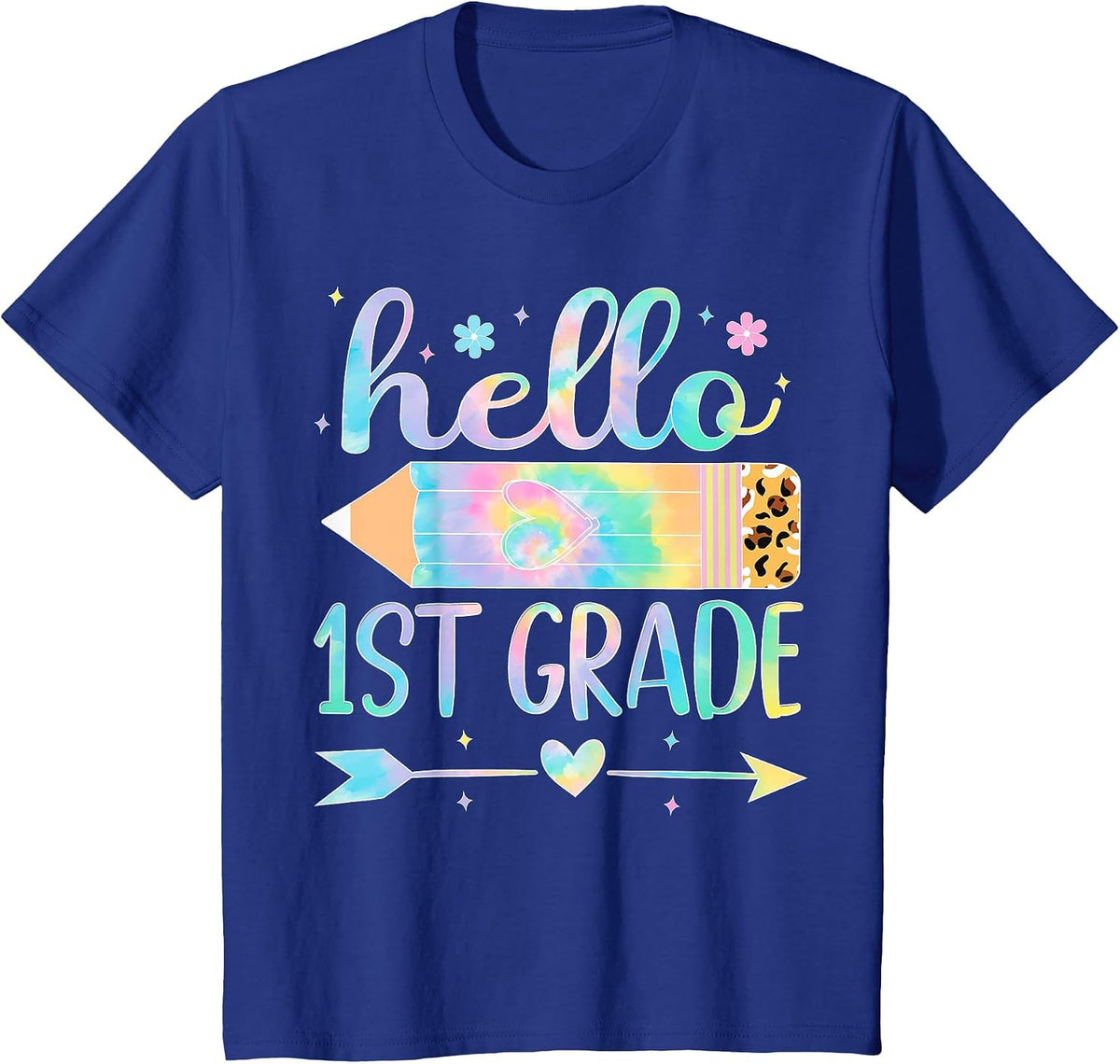Tie Dye 1st Grade Back to School Hello First Grade Teacher T-Shirt - Royal Blue