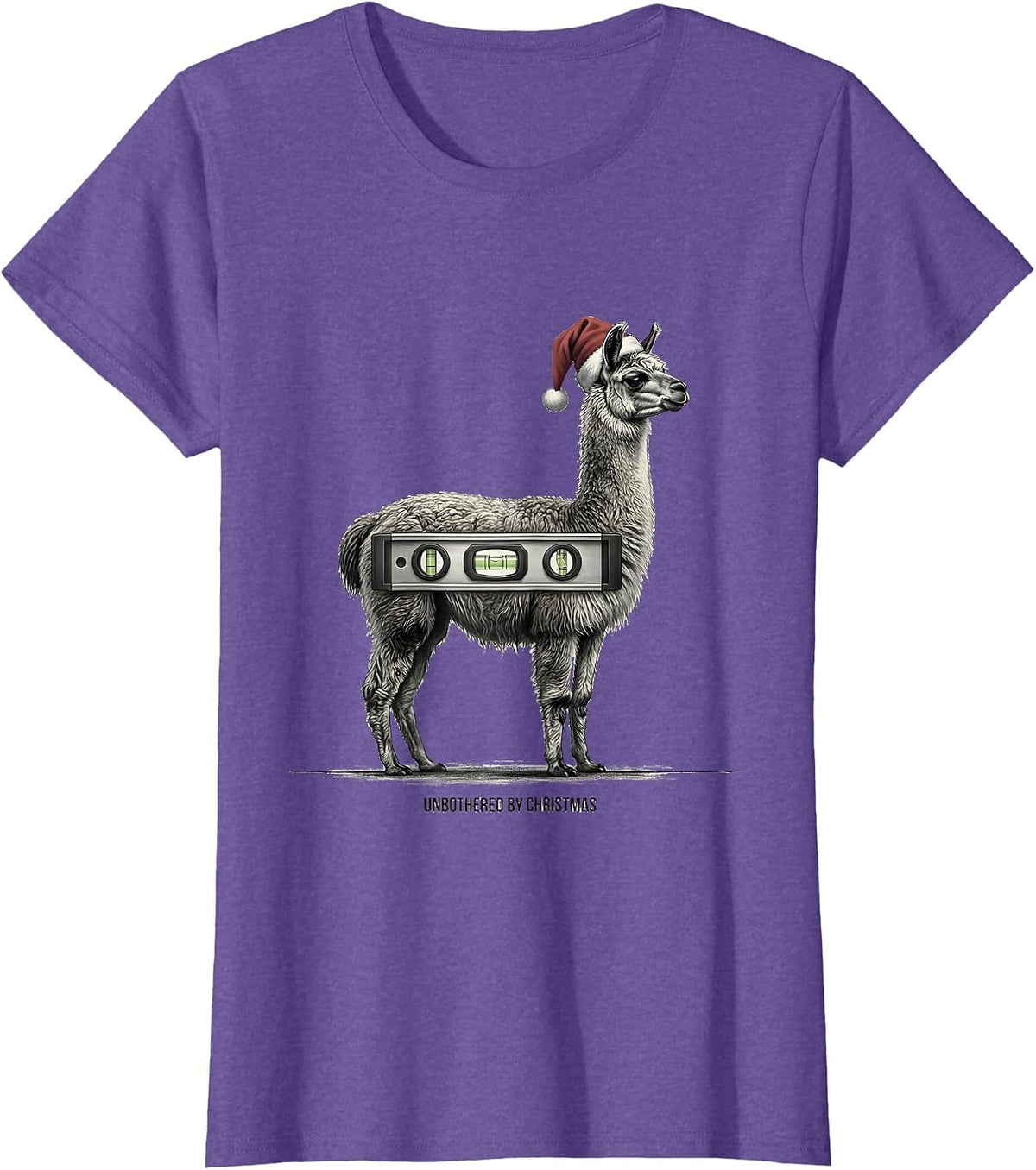 Women's Unbothered By Christmas Funny Llama Animal Lover Christmas T-Shirt - Purple Heather