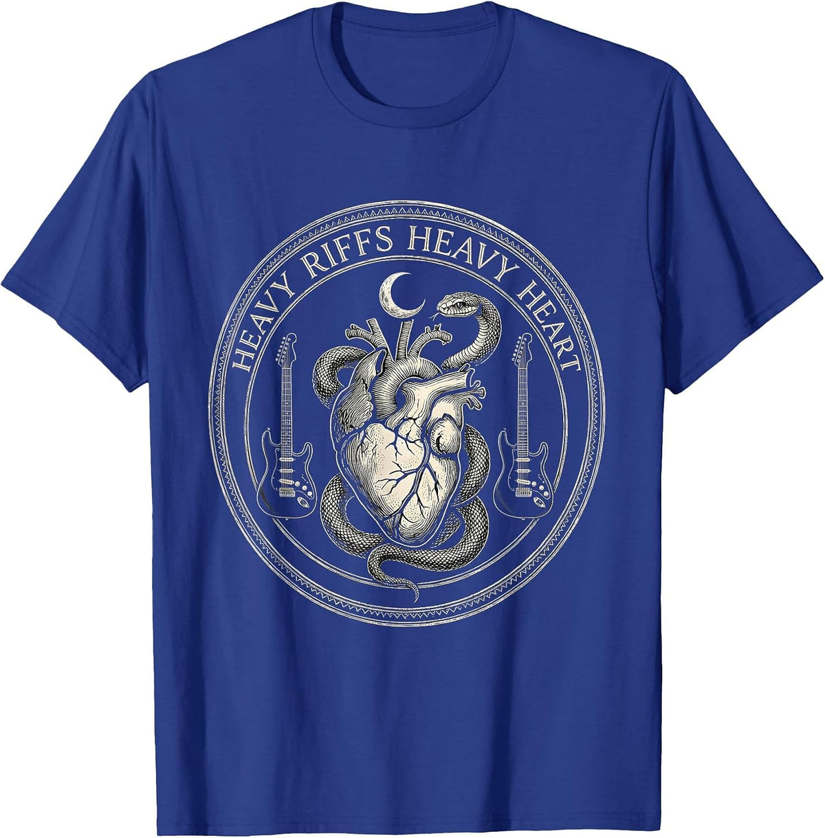 Heavy Riffs Heavy Heart Grunge Music Design T-Shirt - Royal Blue
