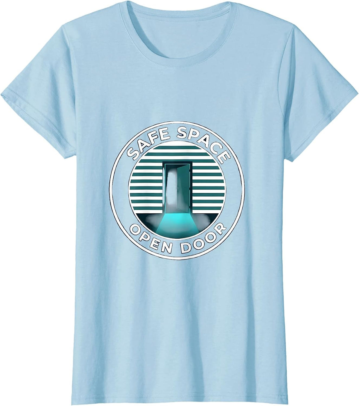 Safe Space Open Door School Counselor Design T-Shirt - Baby Blue