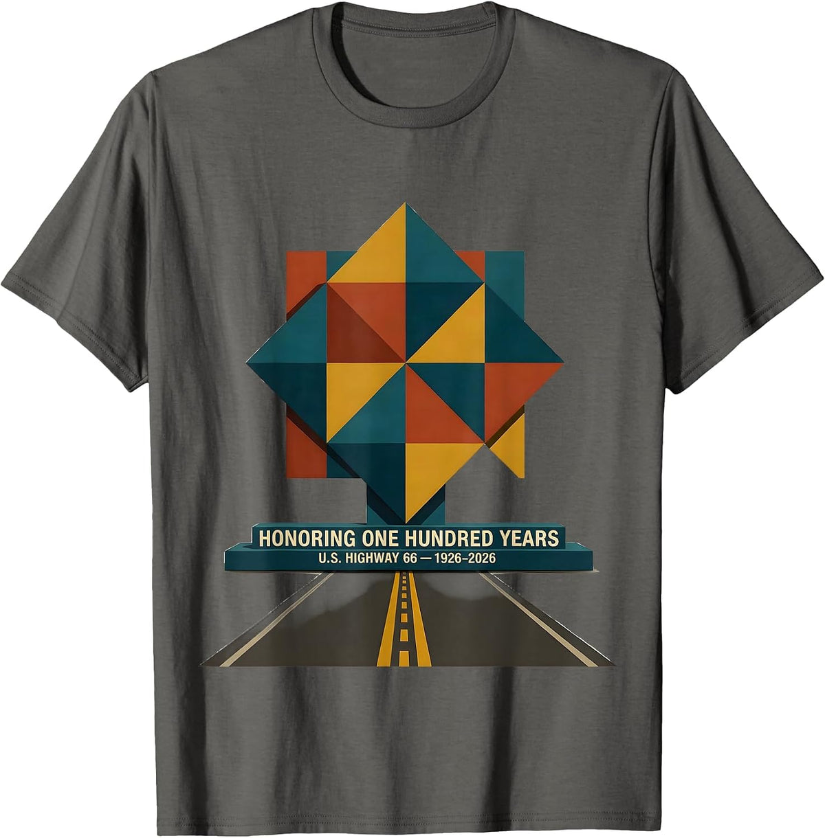 Men's Honoring One Hundred Years — U.S. Highway 66 — 1926-2026 T-Shirt - Asphalt Grey