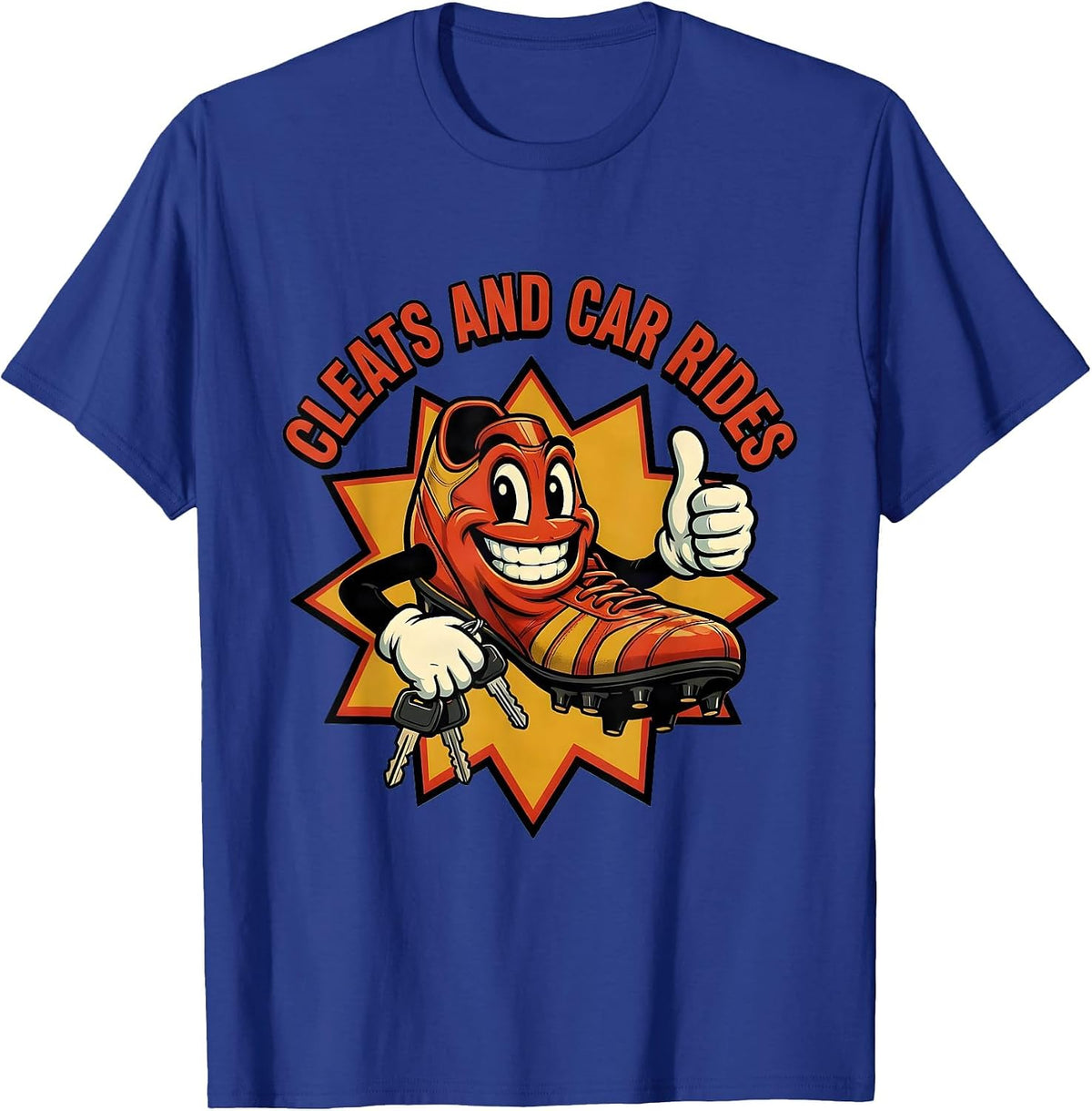 Cleats and Car Rides Soccer Dad Design T-Shirt - Royal Blue
