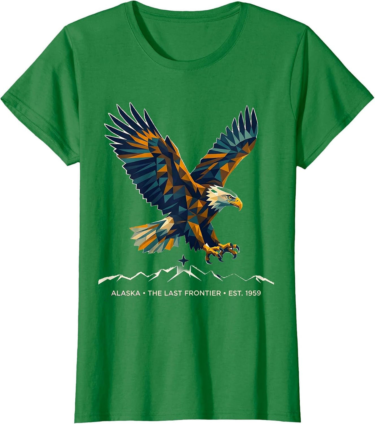 Women's Alaska The Last Frontier Est. 1959 Geometric Eagle Souvenir T-Shirt - Kelly Green