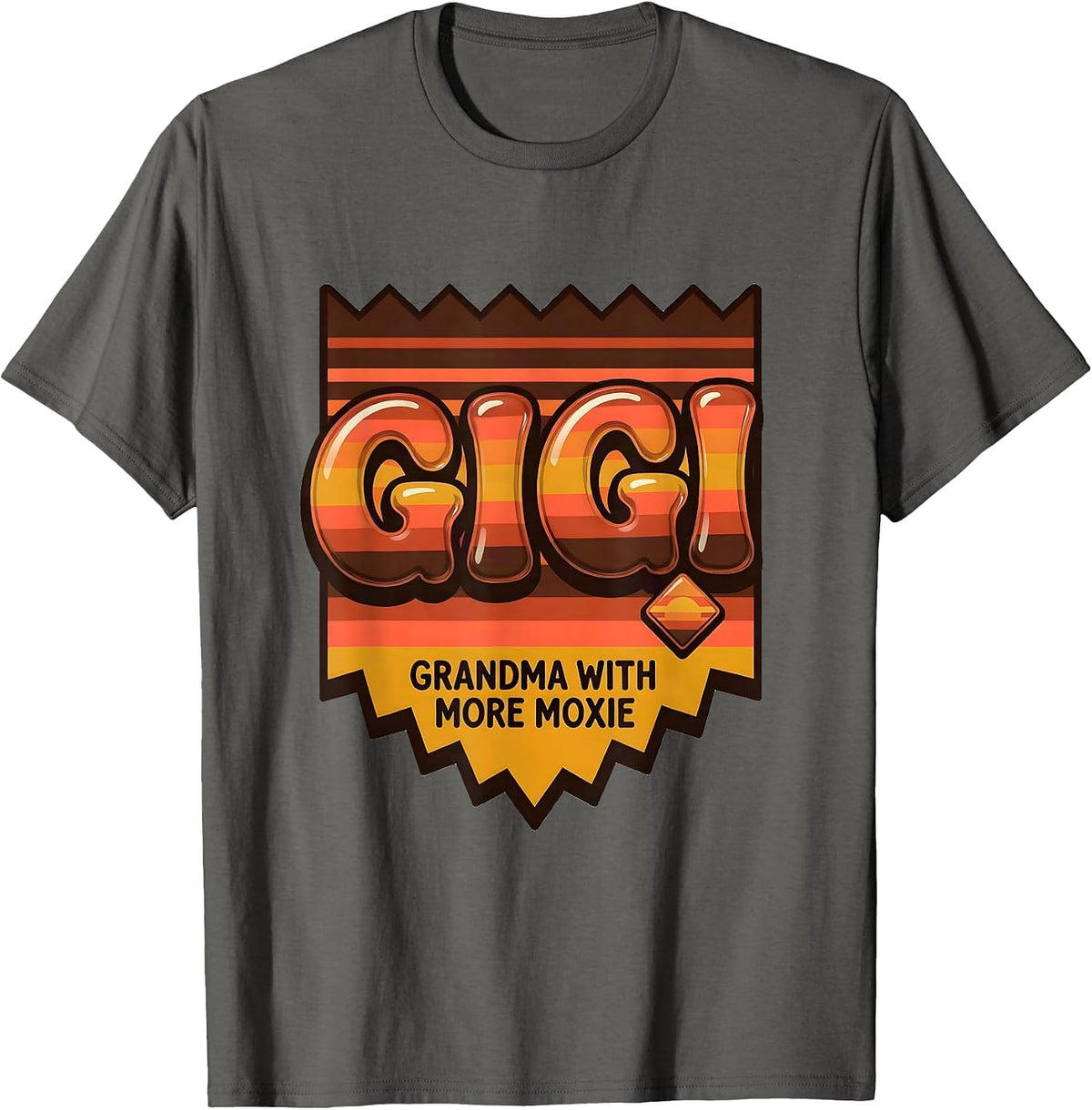 Gigi Grandma With More Moxie Retro 70s Funny Grandmother T-Shirt - Asphalt Grey