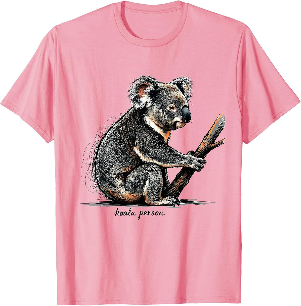 Men's koala person Minimalist Scribble Line Art Wildlife T-Shirt - Pink