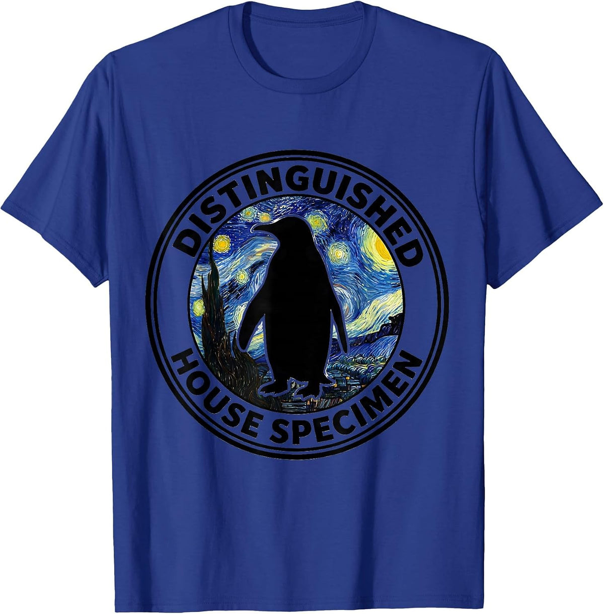 Men's Distinguished House Specimen Silhouette Funny Van Gogh Art T-Shirt - Royal Blue