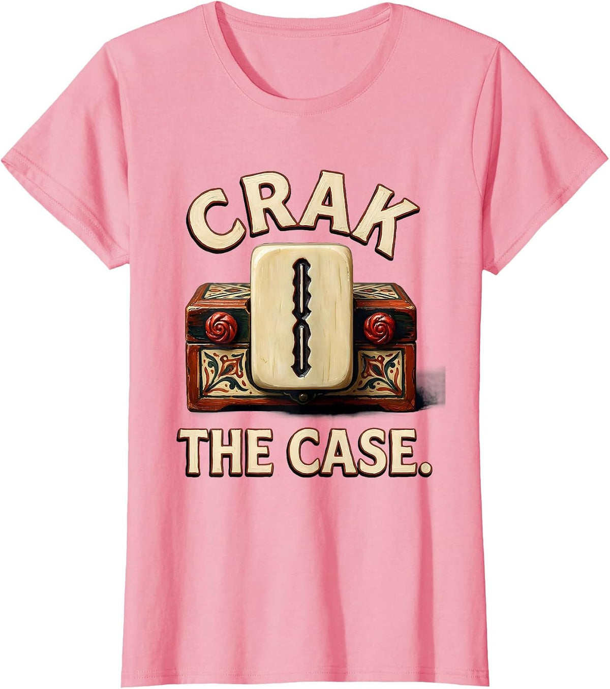 Women's Crak The Case Funny Mahjong Player Tile Game Humor T-Shirt - Pink