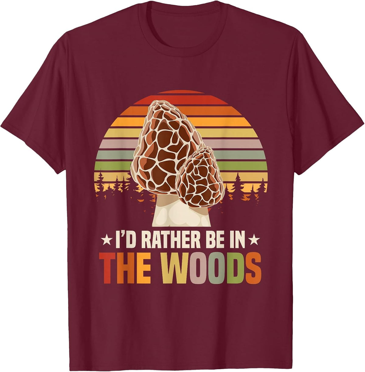 Funny Morel Mycology Mushrooms T-Shirt - Burgundy