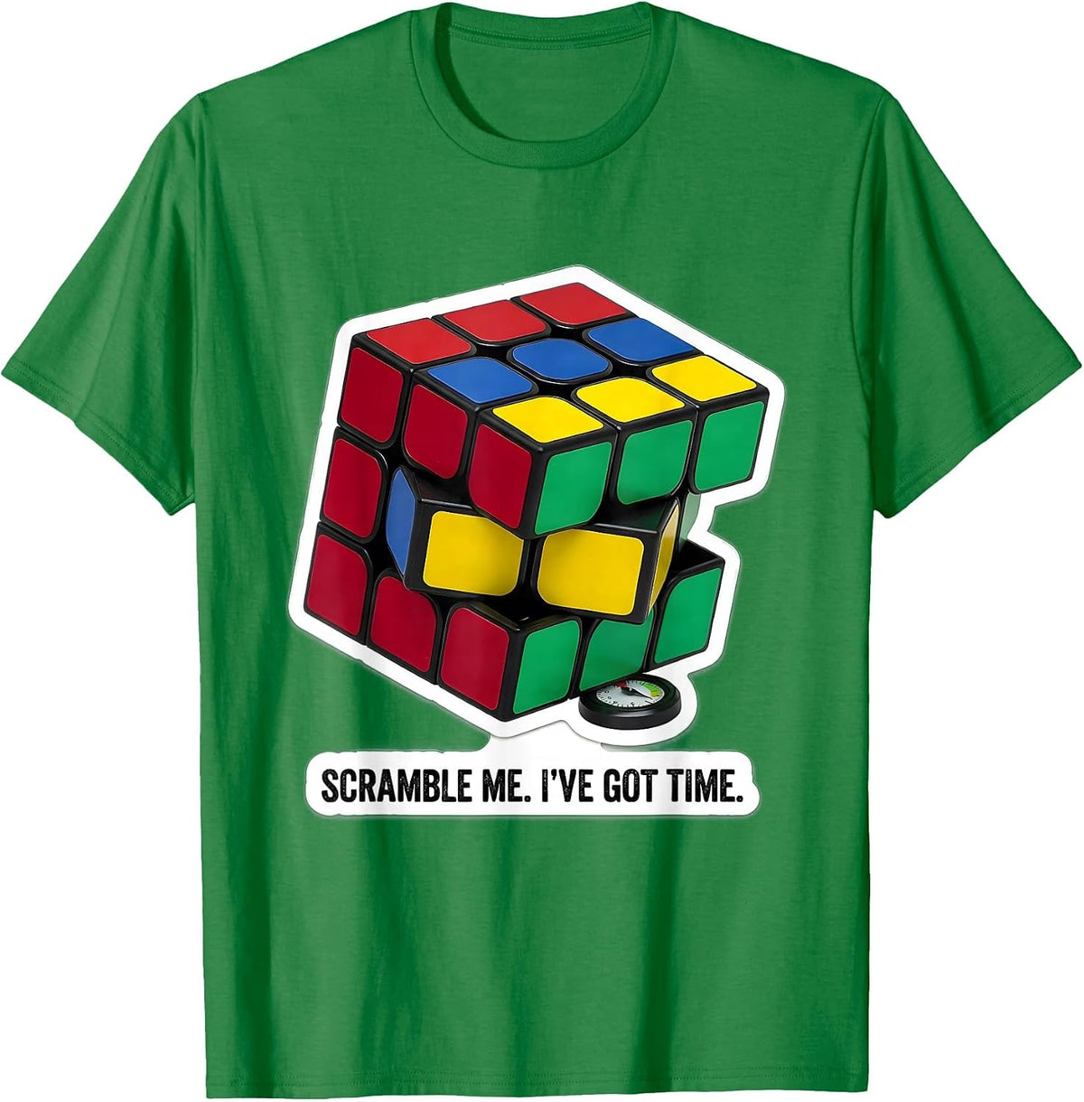 Men's Scramble Me I've Got Time Funny Speed Cubing Puzzle Lover T-Shirt - Kelly Green