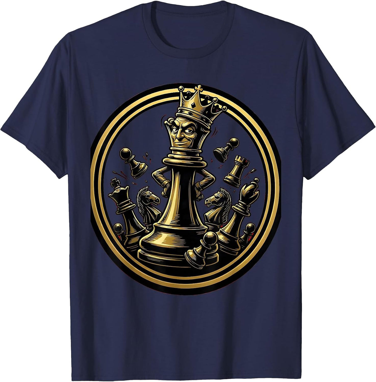Men's Chaos Coordinator Chess King Graphic T-Shirt - Navy Blue