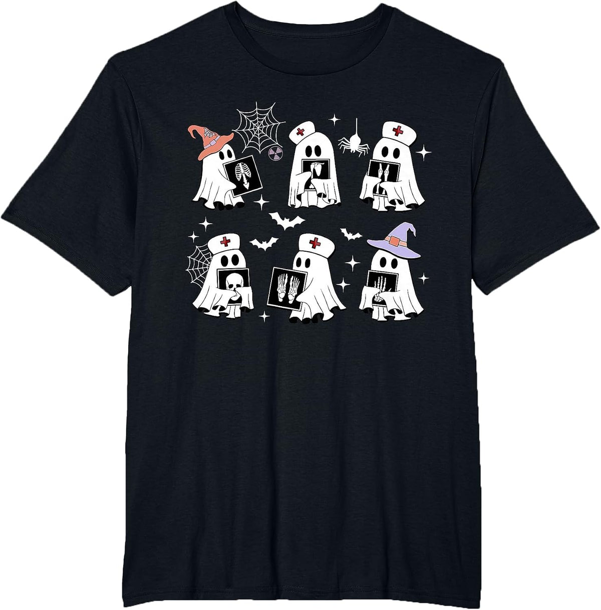 Funny X-ray Tech Ghosts Boo Sheet Radiology Spooky Halloween T-Shirt - Black