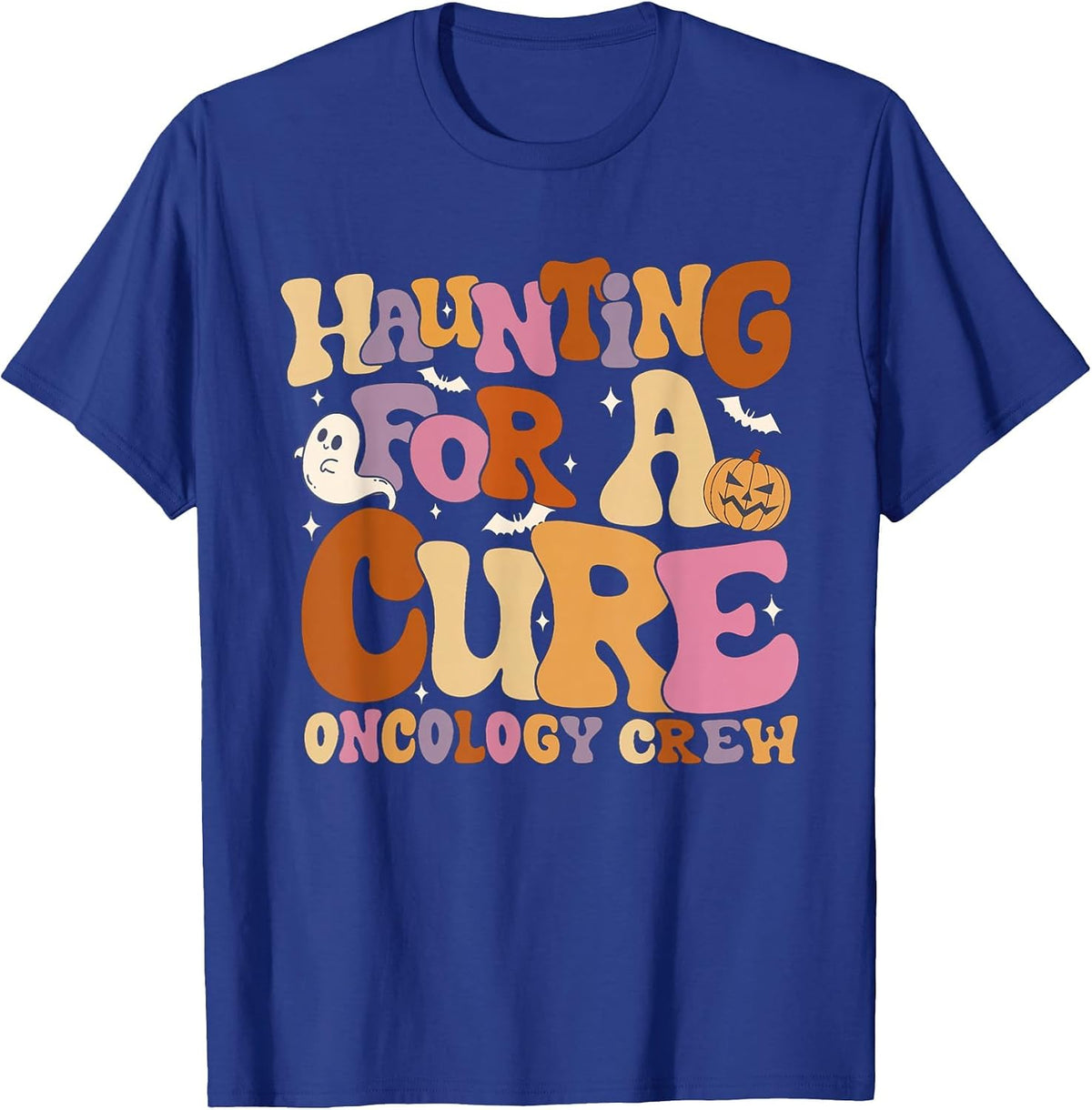 Haunting for A Cure Oncology Crew Halloween Pedi Onc Crew T-Shirt - Royal Blue