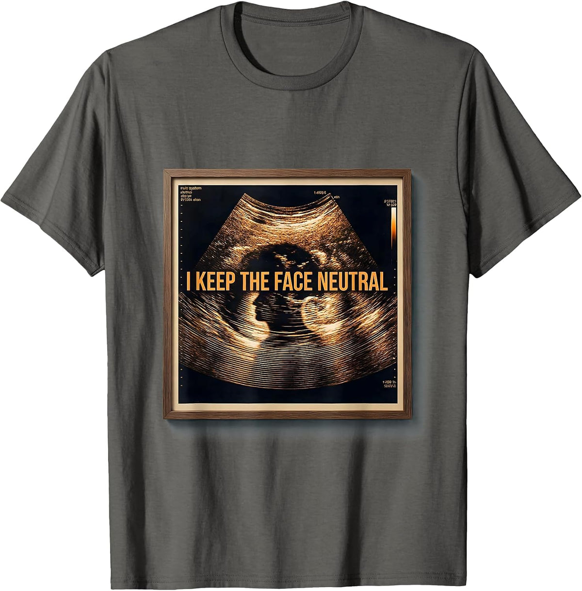 Men's I Keep The Face Neutral Generative Plotter Mammography Tech T-Shirt - Asphalt Grey