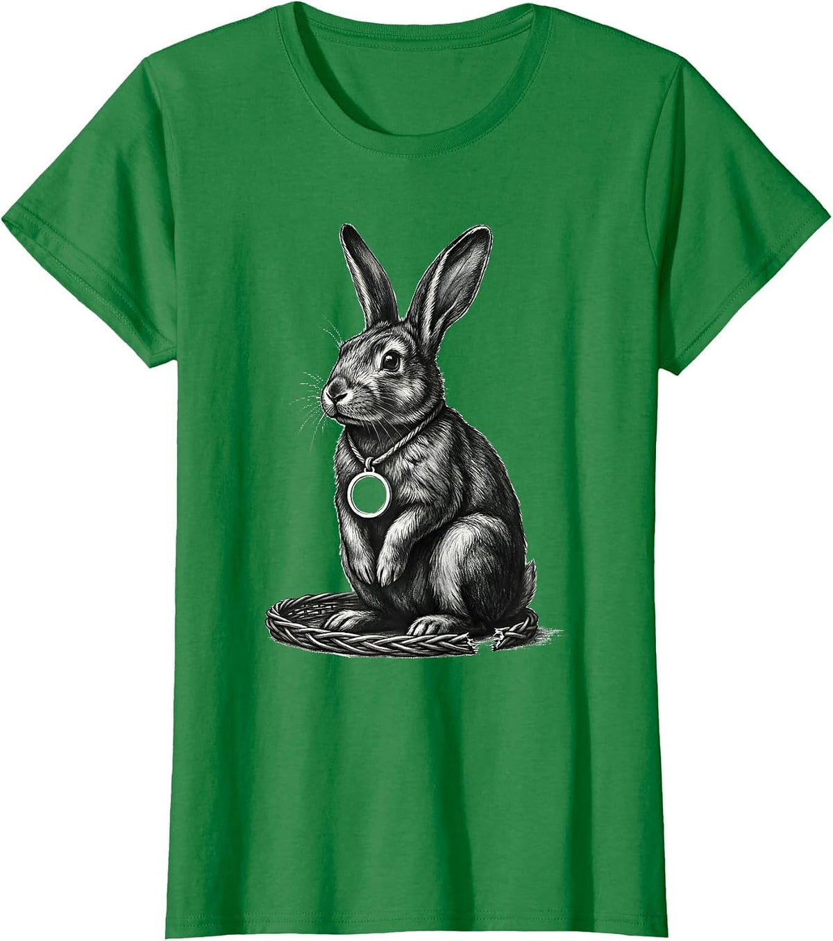 Women's Alt Bunny Medallion Grunge Goth Aesthetic T-Shirt - Kelly Green