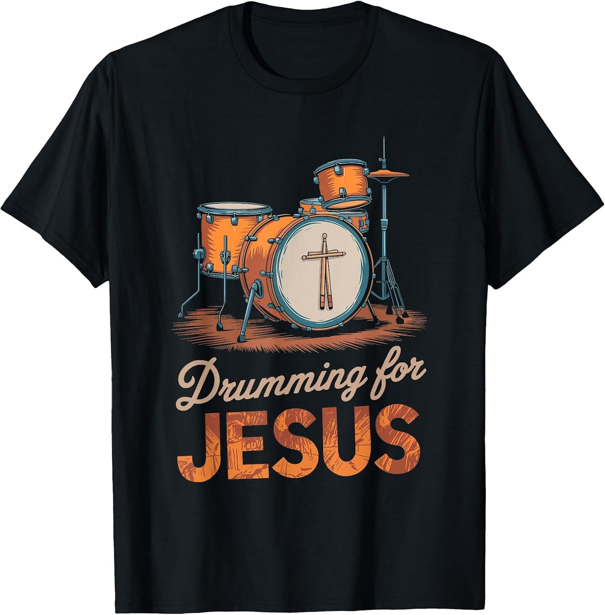 Drumming for Jesus, Drums Percussionist and Drummer Drumming T-Shirt - Black