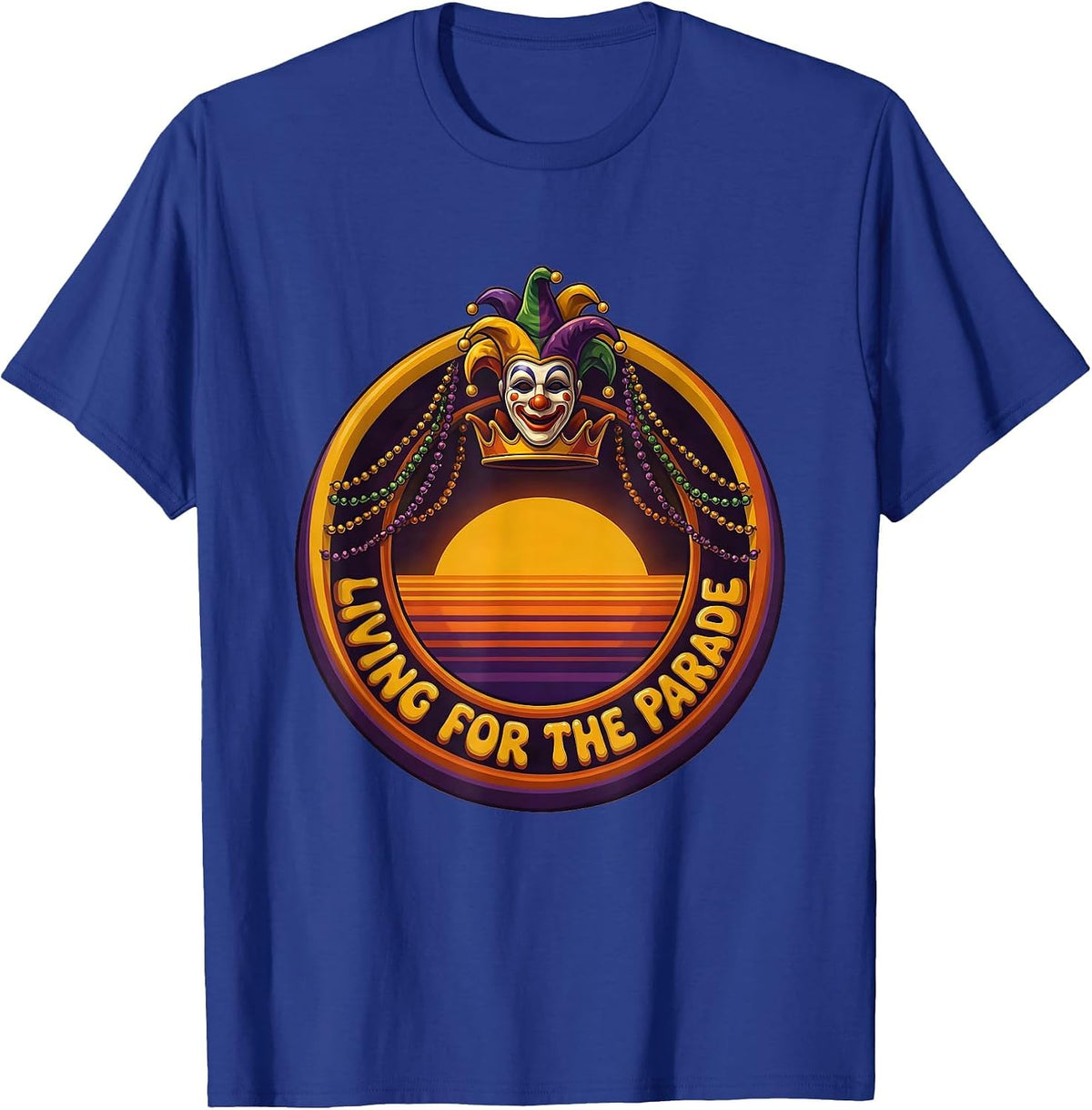 Men's Living for the Parade Mardi Gras Festive Design T-Shirt - Royal Blue