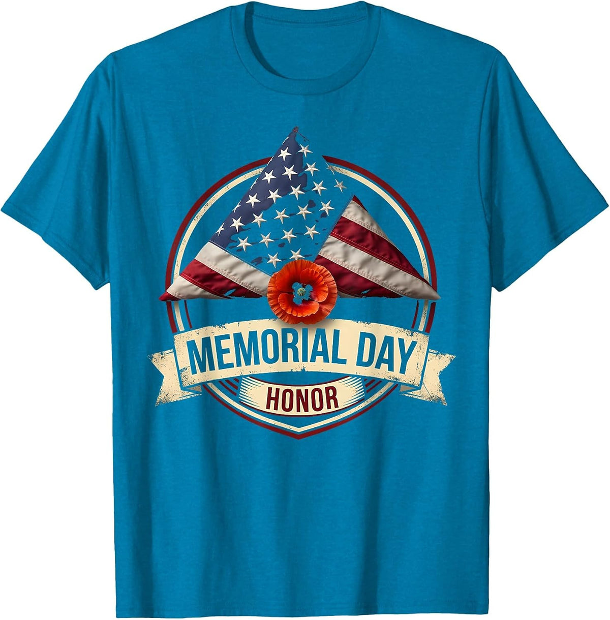 Memorial Day Honor Patriotic Tribute Design T-Shirt - Sapphire Blue