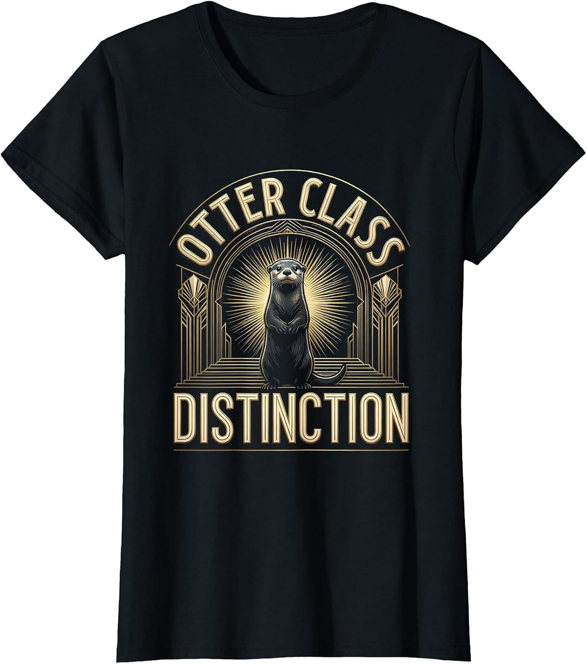 Otter Class Distinction Art Deco Design T-Shirt - Black