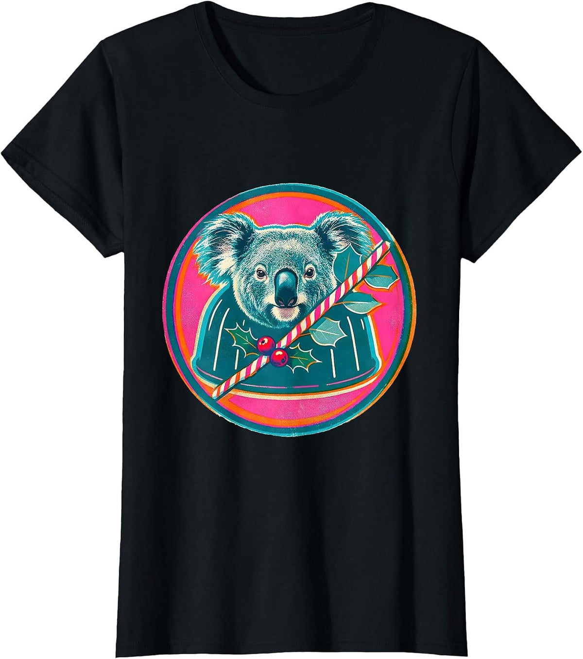 Koala Christmas Badge Cute Australian Animal Lover Gift T-Shirt - Black