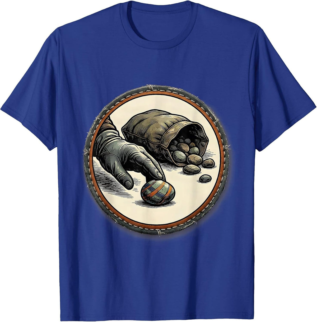 Men's Sealed Badge Gloved Hand Rock Collector Geology Humor T-Shirt - Royal Blue