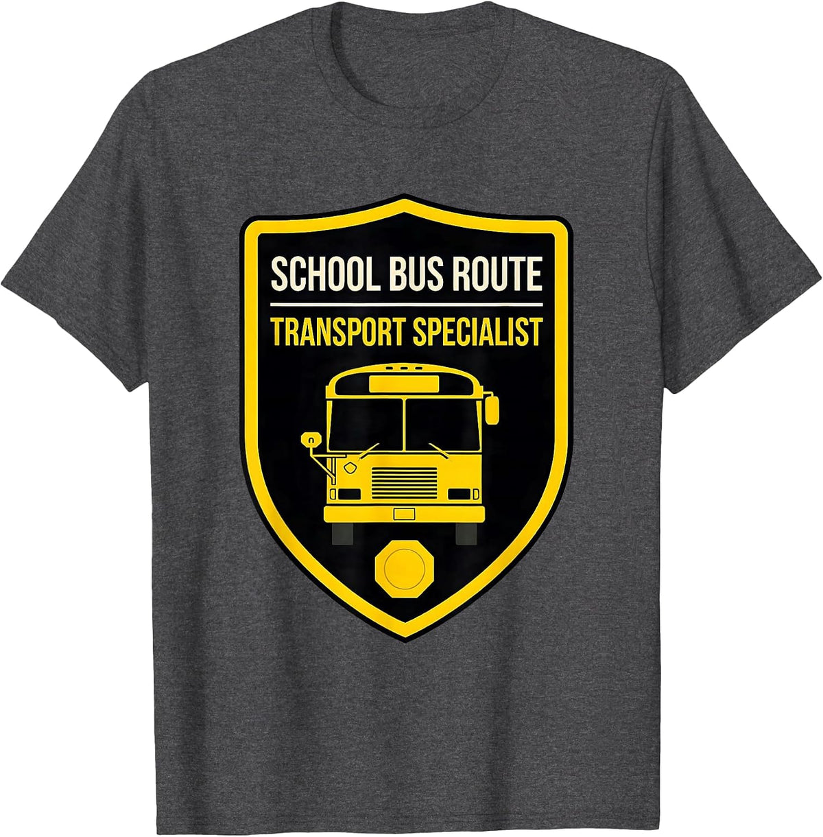 Men's School Bus Route Transport Specialist Funny School Bus T-Shirt - Dark Heather Grey