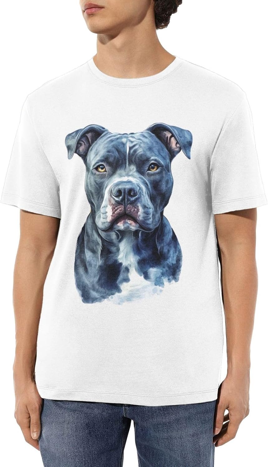 American Pitbull Terrier T-Shirt for Men Aesthetic Dog Tees - White