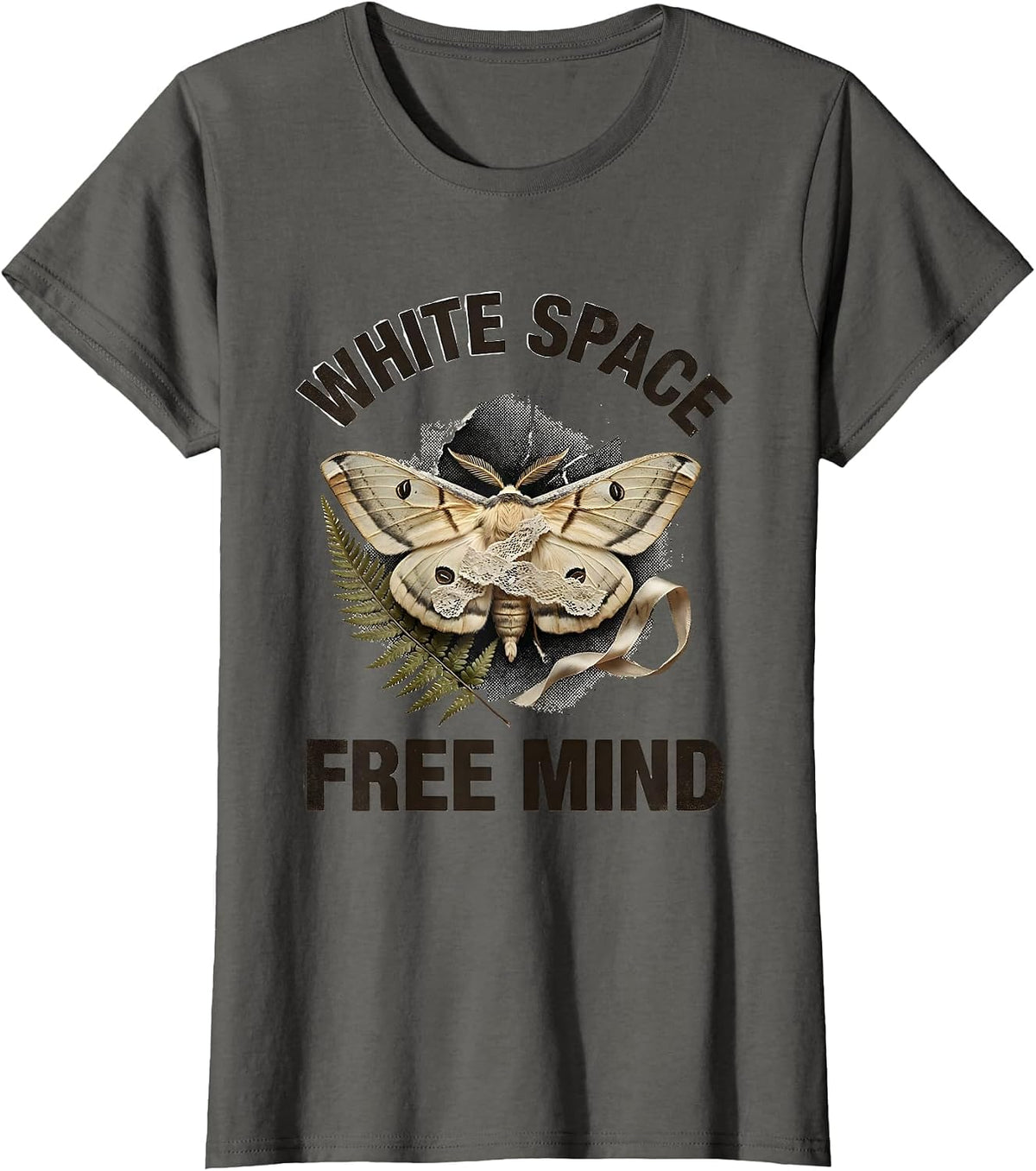 Women's White Space Free Mind Freedom Graphic Design T-Shirt - Asphalt Grey