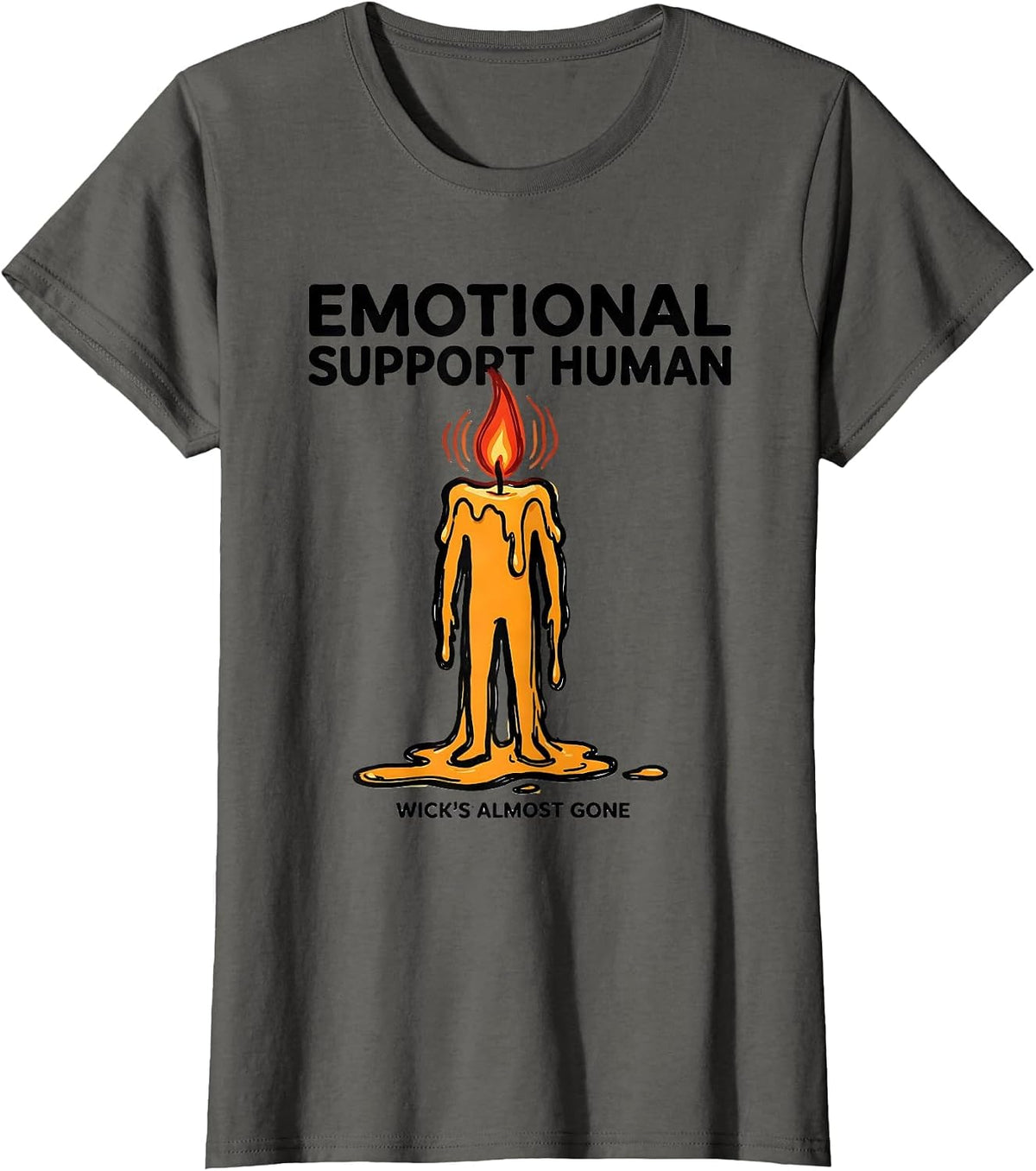 Women's Emotional Support Human, Wick's Almost Gone Funny T-Shirt - Asphalt Grey