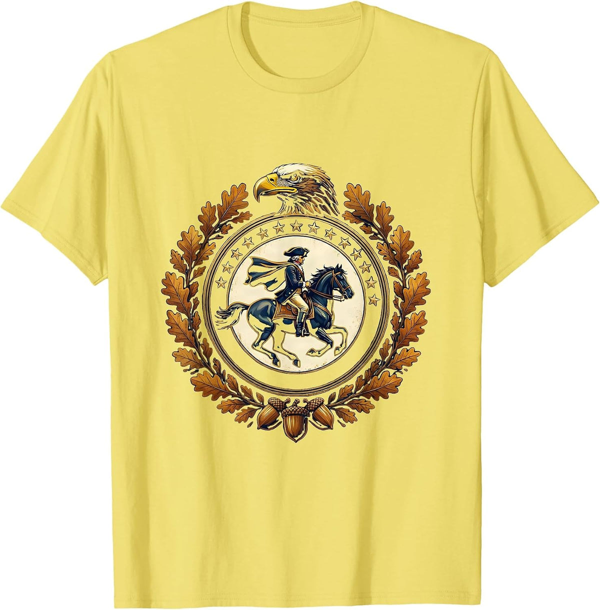 Men's 250th Anniversary USA Patriot Riding Horse Fall Forest T-Shirt - Lemon Yellow