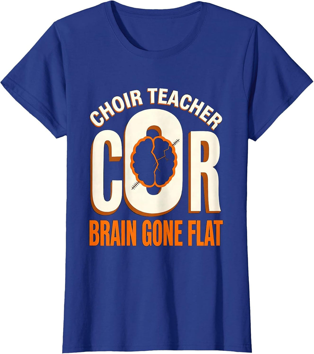 Women's Choir Teacher Brain Gone Flat Funny Zombie Halloween Teacher T-Shirt - Royal Blue