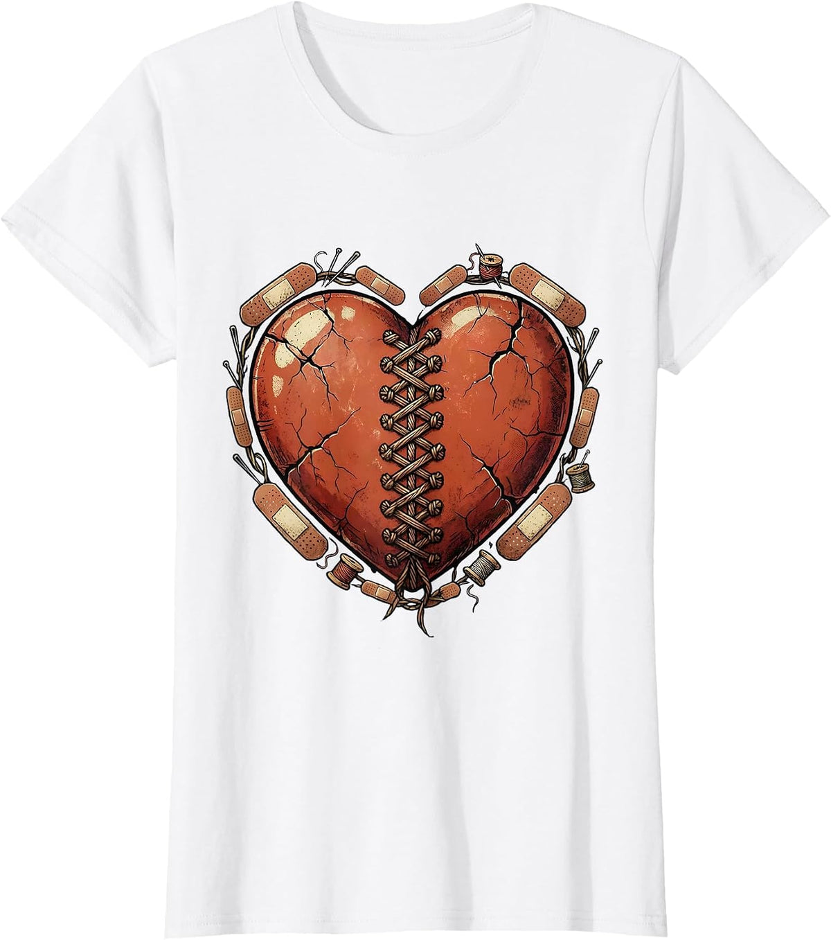 School Nurse Stitched Heart Graphic T-Shirt - White