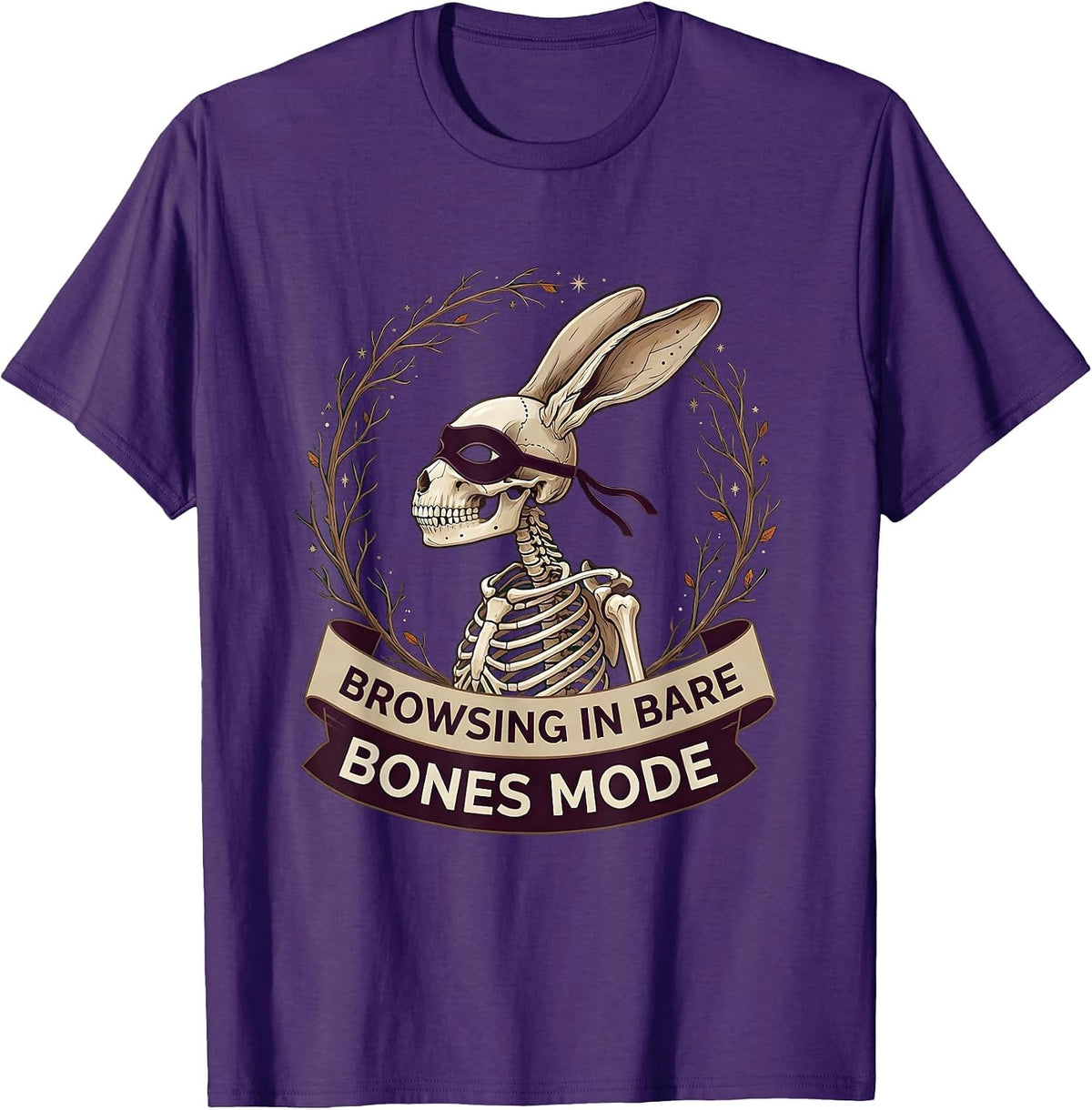 Browsing In Bare Bones Mode Halloween Skeleton T-Shirt - Purple