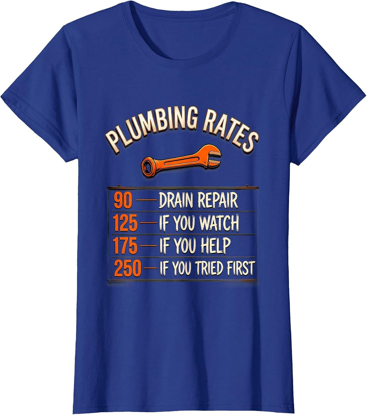 Women's Plumbing Rates Funny Plumber Hourly Rate T-Shirt - Royal Blue