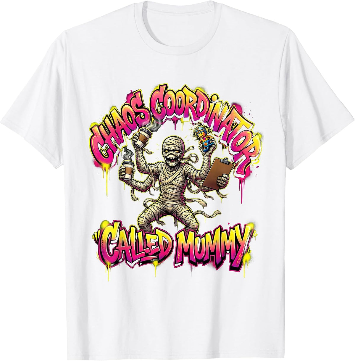 Men's Chaos Coordinator Called Mummy Funny Mom Design T-Shirt - White