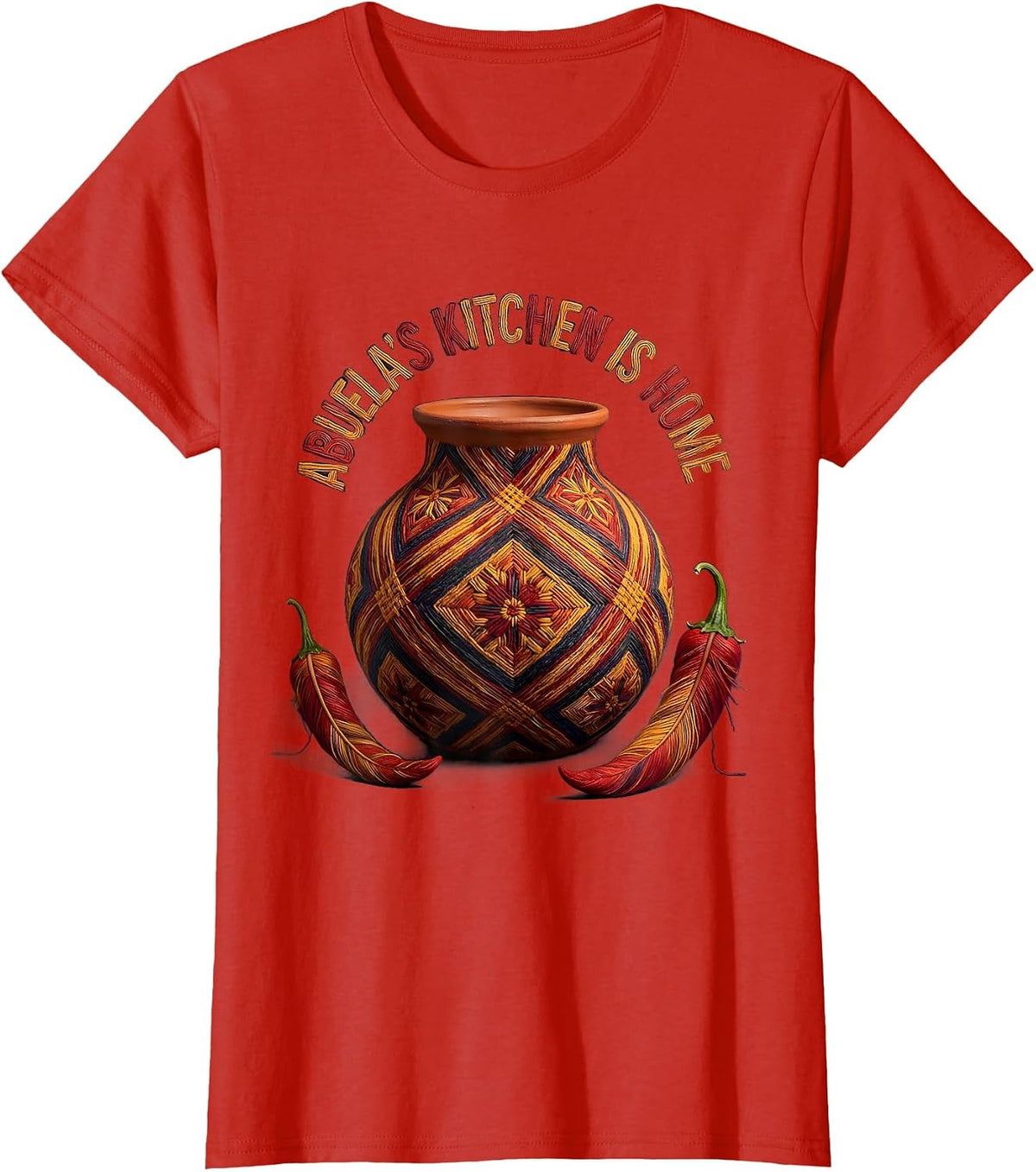 Women's Abuela's Kitchen Is Home Mexican Heritage Design T-Shirt - Red