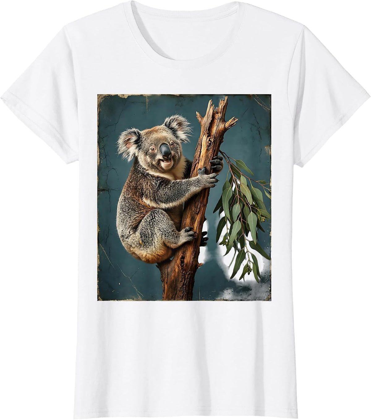 Women's Derpy Koala Hugging Wrong Tree Branch T-Shirt - White