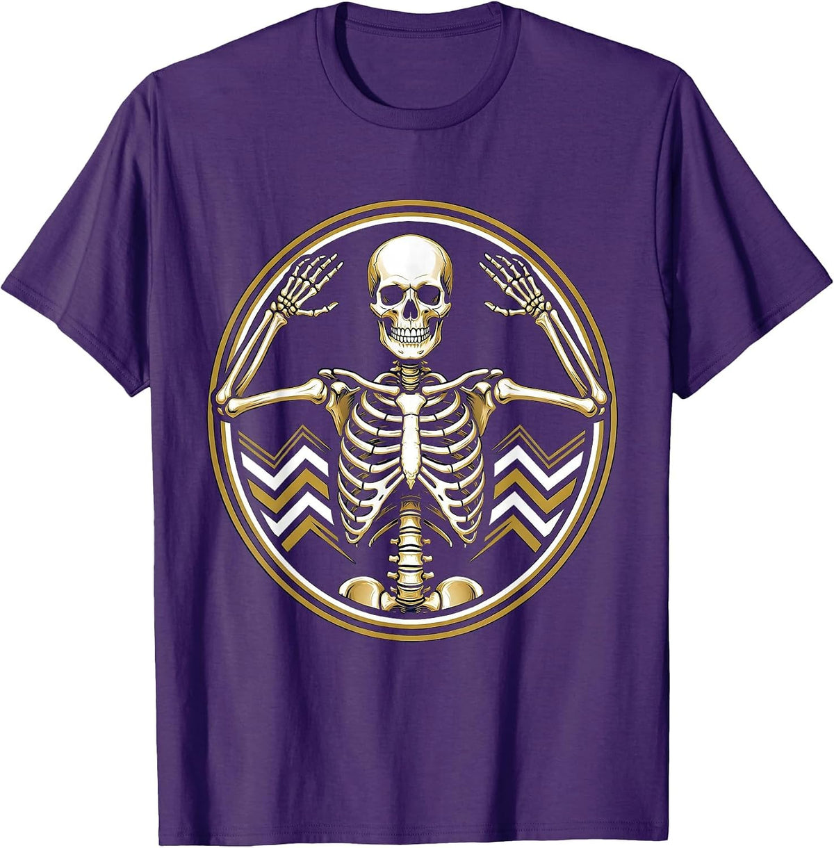 We Do Not Care Club Shrugging Skeleton T-Shirt - Purple