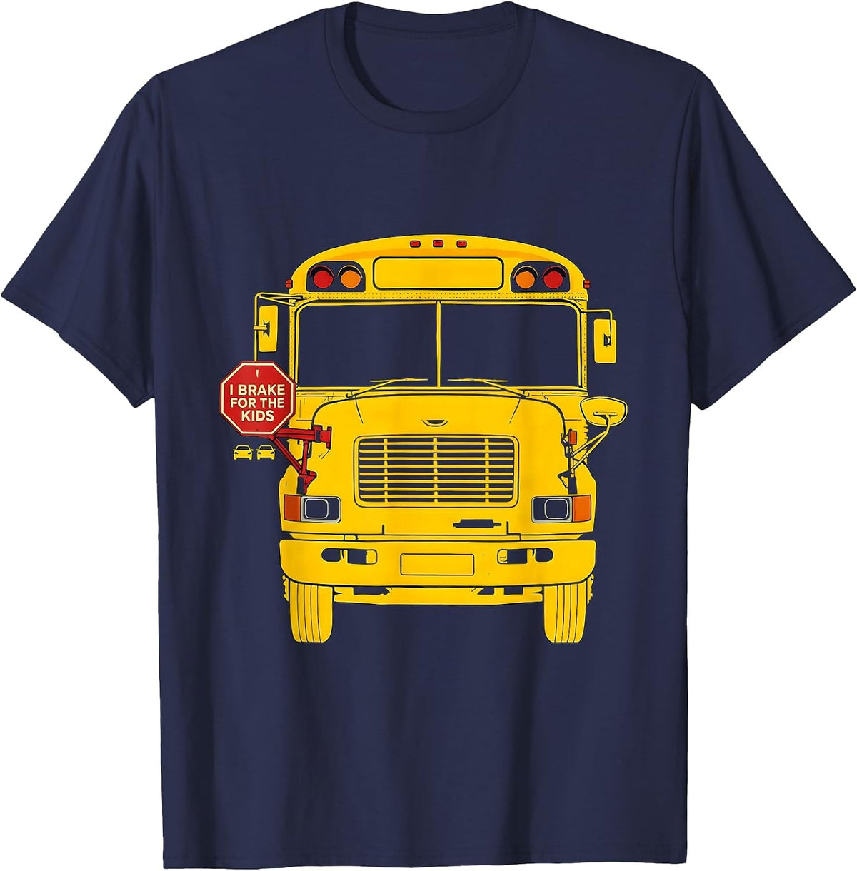 Men's I Brake For The Kids Funny School Bus Driver Humor Gift T-Shirt - Navy Blue
