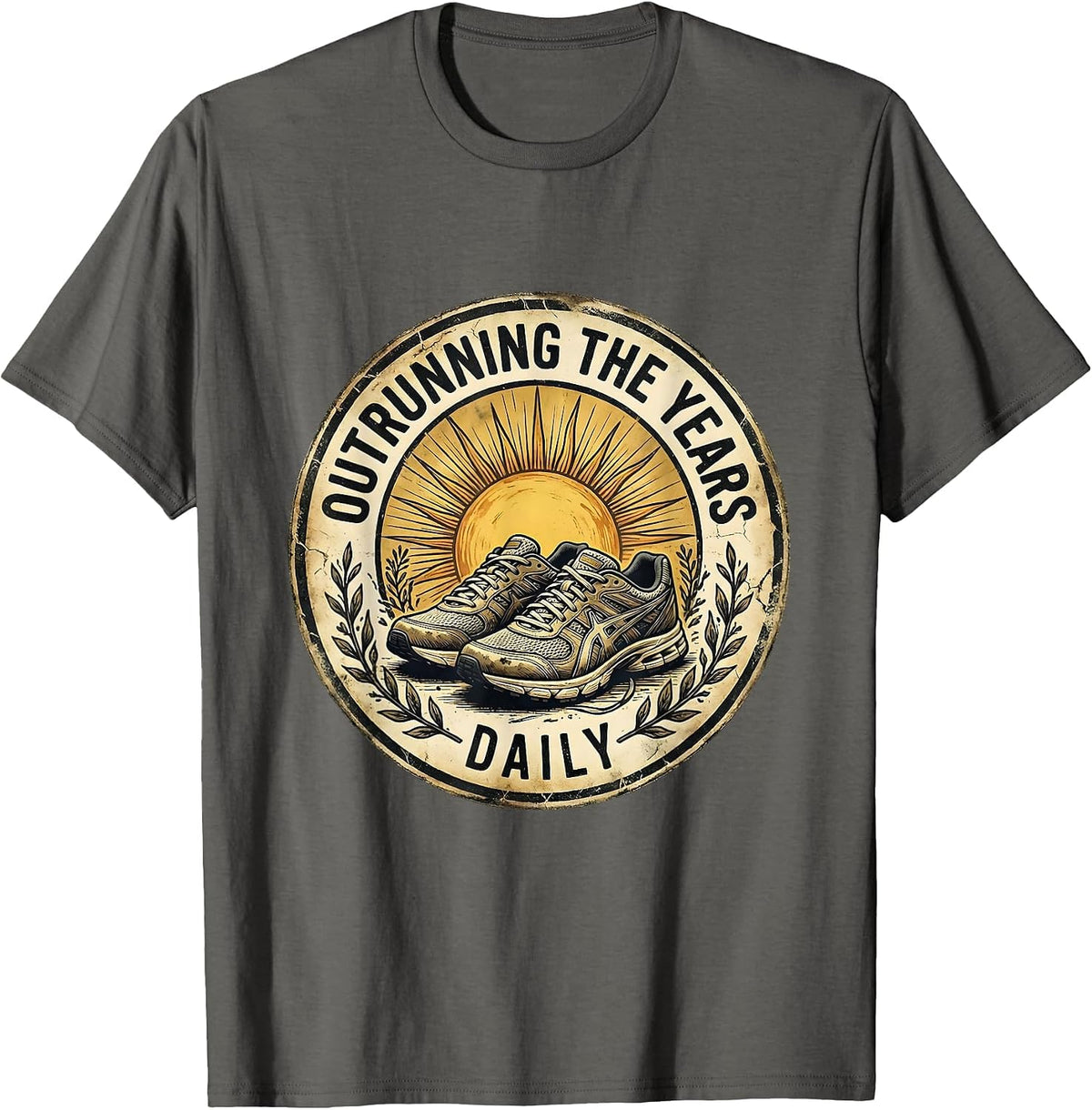 Outrunning The Years Daily Aging Gracefully Design T-Shirt - Asphalt Grey