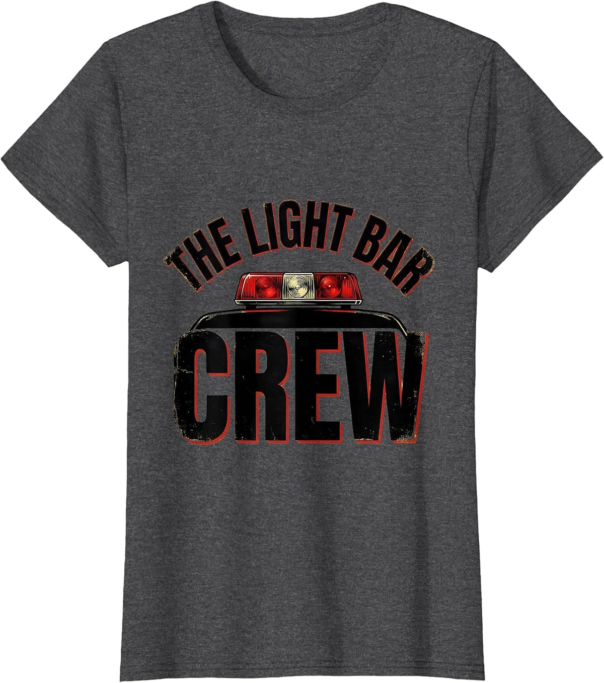 Women's THE LIGHT BAR CREW Vintage Firefighter Humor Fireman Gift T-Shirt - Dark Heather Grey