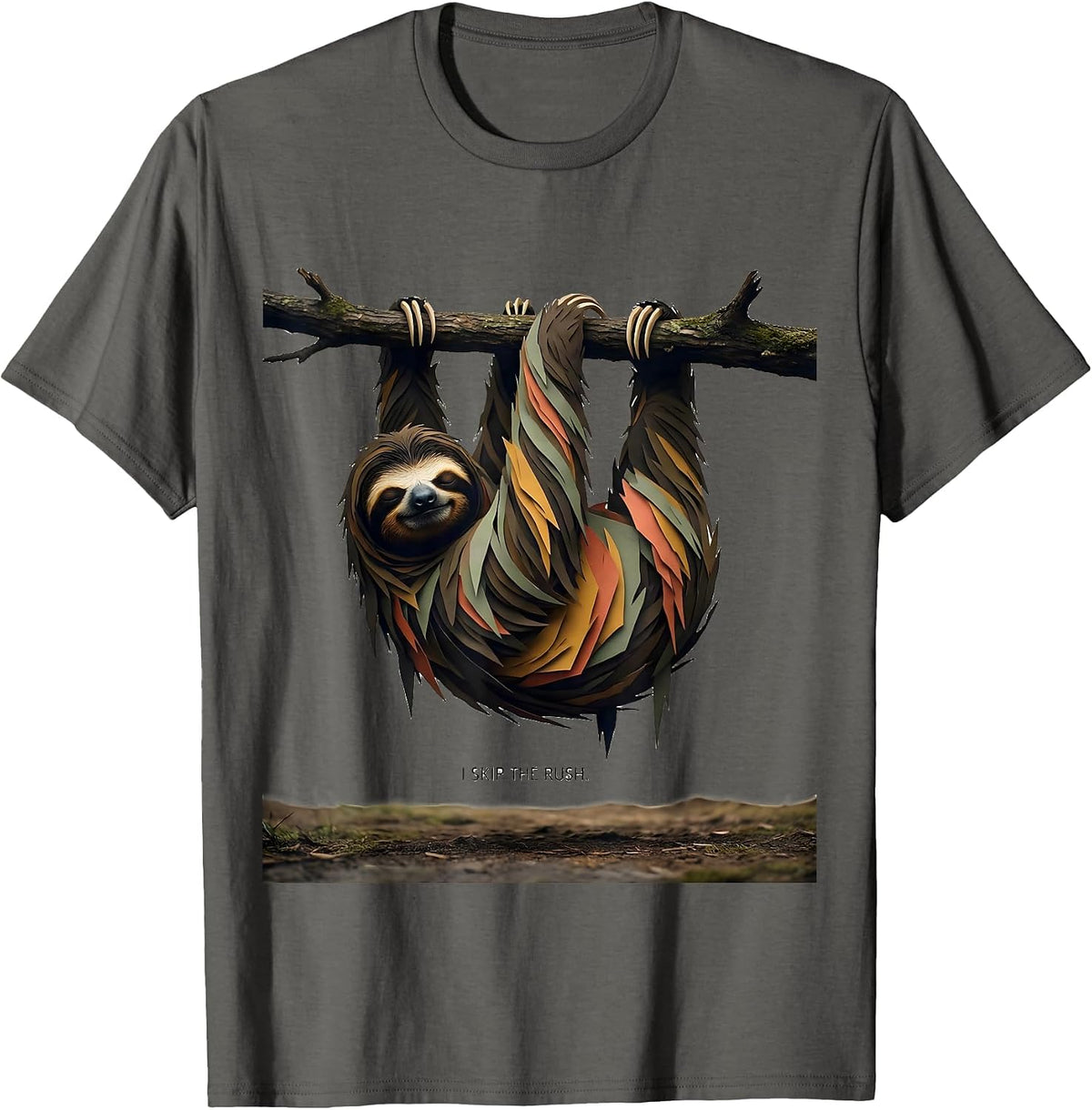 I Skip The Rush Funny Sloth Lazy Humor Gift for Sloth Lovers T-Shirt - Asphalt Grey