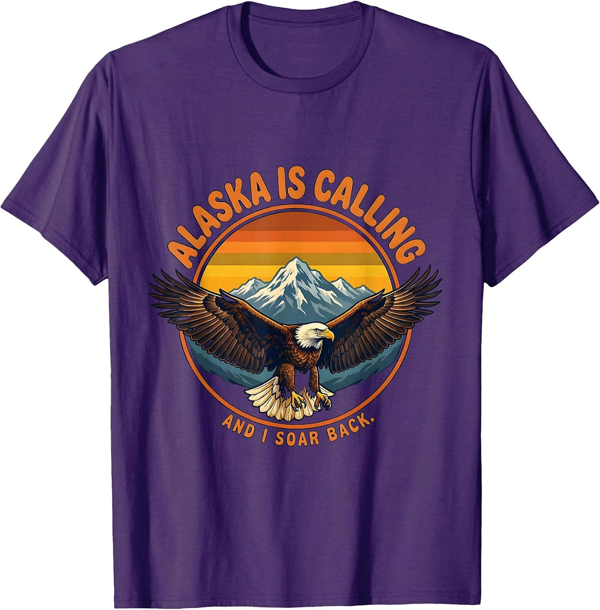 Alaska Is Calling And I Soar Back Vintage Travel Pride T-Shirt - Purple
