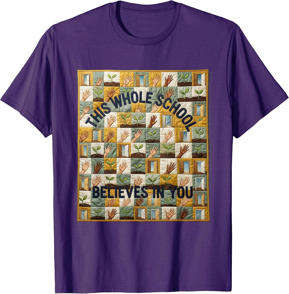 Men's This Whole School Believes In You Motivational Teacher T-Shirt - Purple